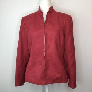 Evan-Picone Faux Suede Zip Jacket